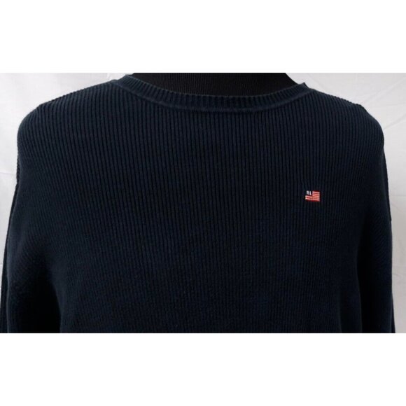 Ralph Lauren Polo Jeans Co Mens XL Blue Ribbed Long Sleeve Logo Flag Sweater - Picture 2 of 11